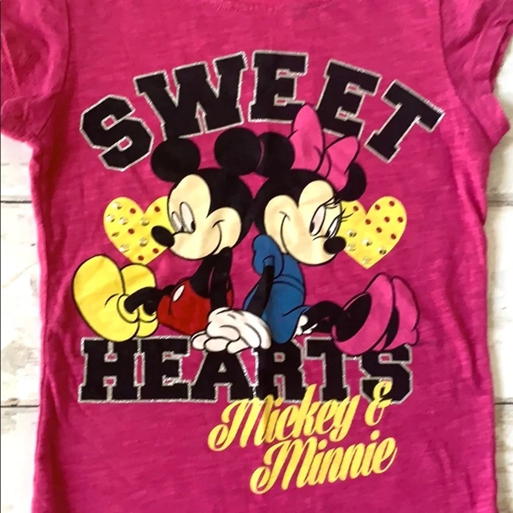 Disney Girls 6/6x Mickey Minnie Mouse Shirt Girls 6 / 6x Pink Black